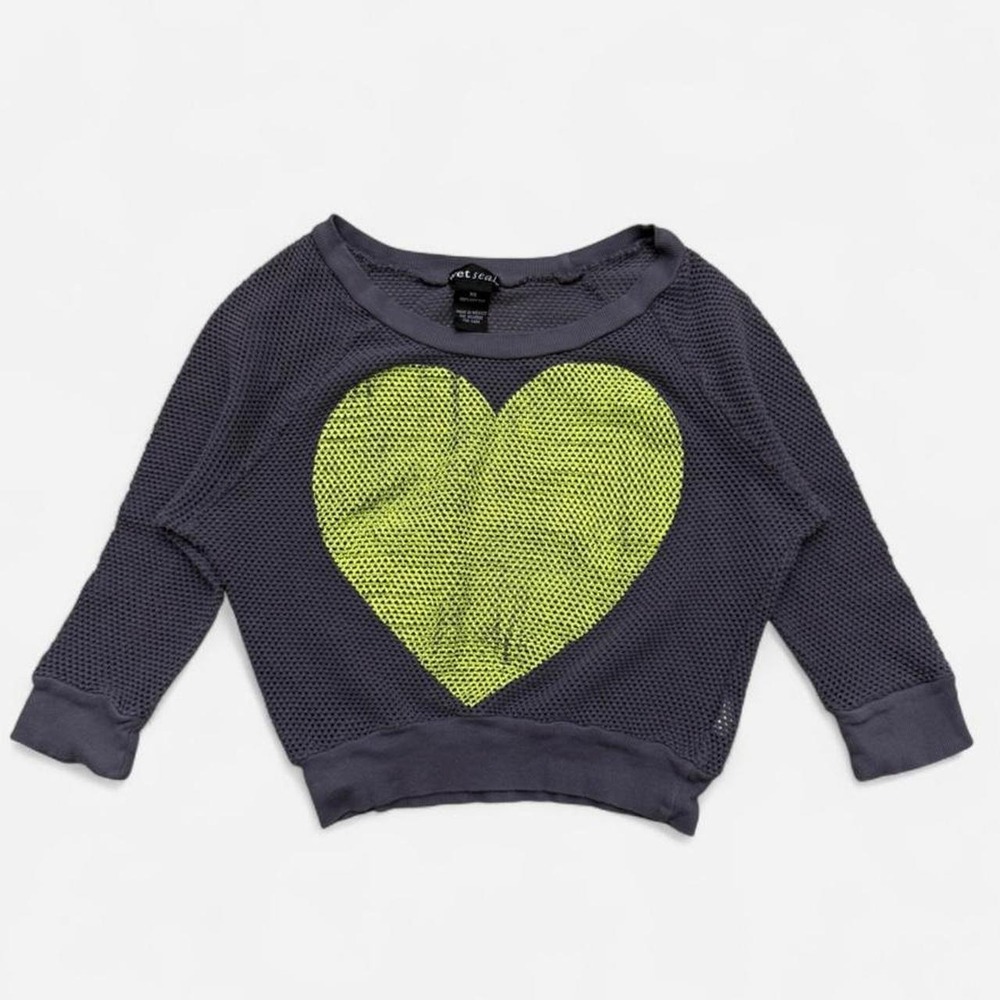 Wet Seal vintage Y2K style gray & green heart cotton mesh fishnet size XS